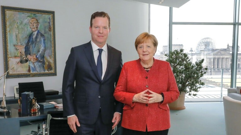 O.Hermes pārstāv WILO sūkņu ražotāju viesojoties pie Vācijas kancleres Angelas Merkeles 