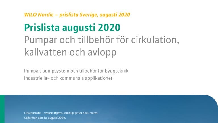 Front page pricelist Sweden aug 2020