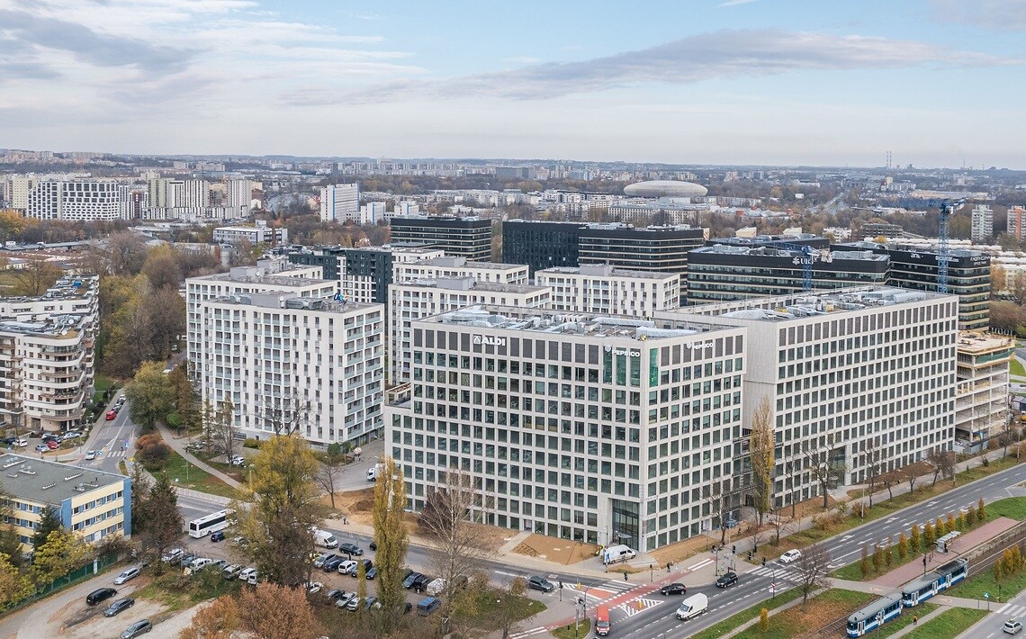 Kompleks biurowy Brain Park w Krakowie - widok z góry
