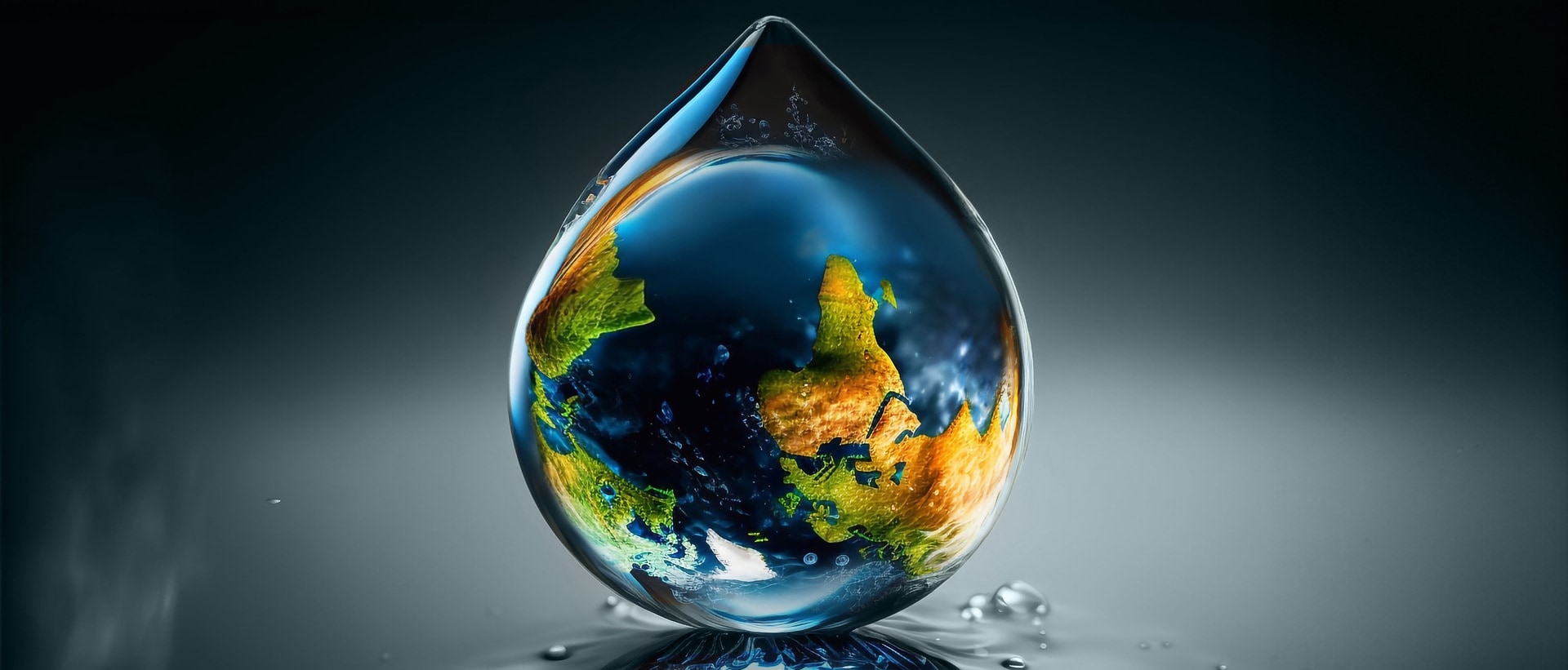 Erde in Wassertropfen, Earth Day, Künstliche Intelligenz