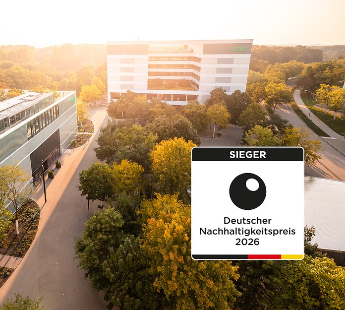 Der Wilopark bei Sonnenuntergang mit dem Sieger Logo des Deustchen Nachhaltigkeitspreises 2026 Der Wilopark bei Sonnenuntergang mit dem Sieger Logo des Deustchen Nachhaltigkeitspreises 2026