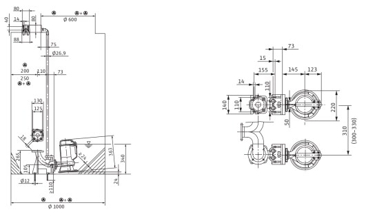 Wilo-Drain MTC 40 - stationary wet installation