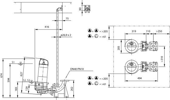 Wilo-Rexa CUT GI03.41.. - stationary wet well installation