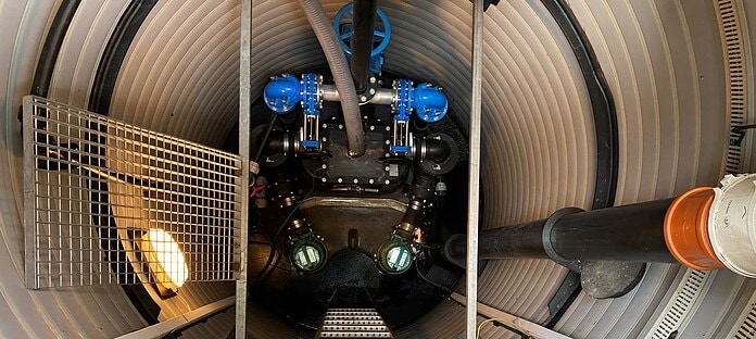 Wnętrze tłoczni scieków EMUport CORE Józefów Parkingowa