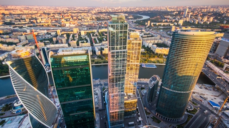 Federation Tower und weitere Gebäude in Moskau