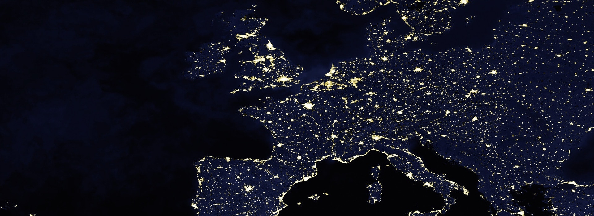 Earth at night, view from space, city lights, World, Europe