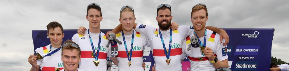 Team Deutschland-Achter bei der Ruder EM in Glasgow 2018