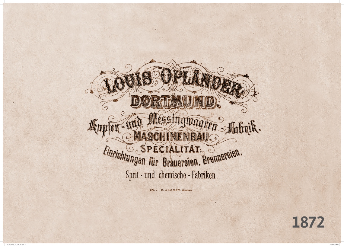 Historical lettering of Louis Opländer copper and brass goods factory.
