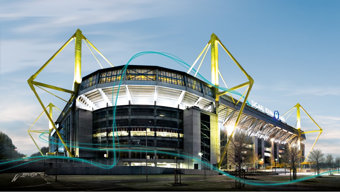 Signal Iduna Park Stadion, Dortmund, Duitsland buitenaanzicht
