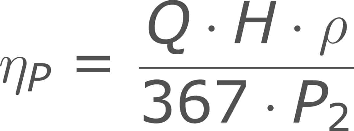 Formula to calculate efficiency of centrifugal pump