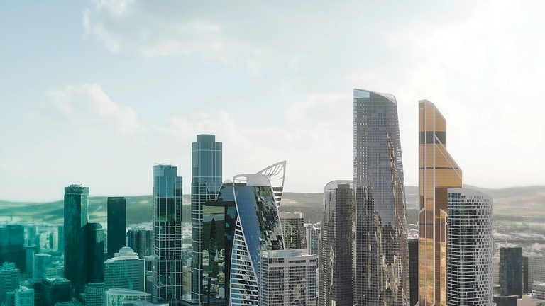 Wilo-World - Key Visual - Fictional city with parts of Moscow (Federation Tower)