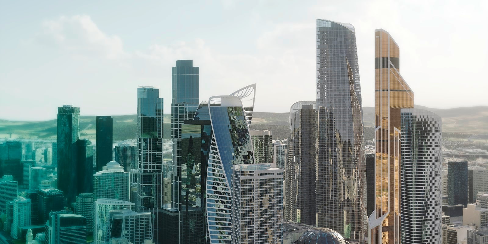 Wilo-World - Key Visual - Fictional city with parts of Moscow (Federation Tower)