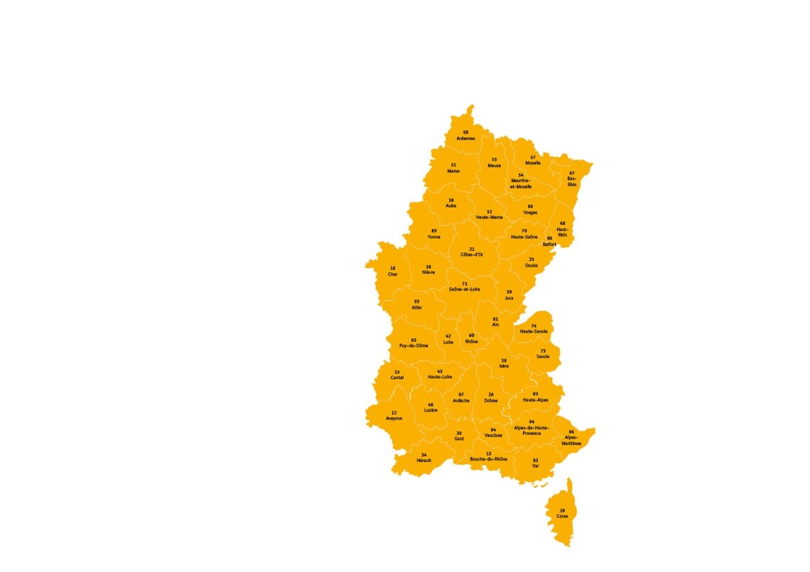 Carte secteur ADV - Cycle de l'Eau - Zone Est et Rhône-Alpes