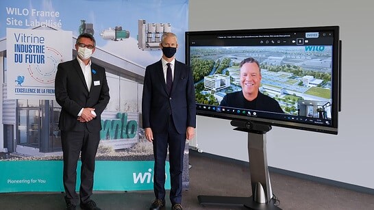 Fanck Riester visited the Wilo site in Laval (France)