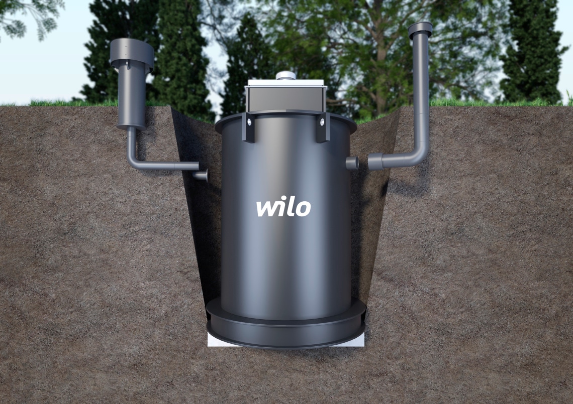Wilo-EMUport CORE installiert in einem PE-Schacht - Plug & pump Lösung für die Neuinstallation eines Pumpenschachts