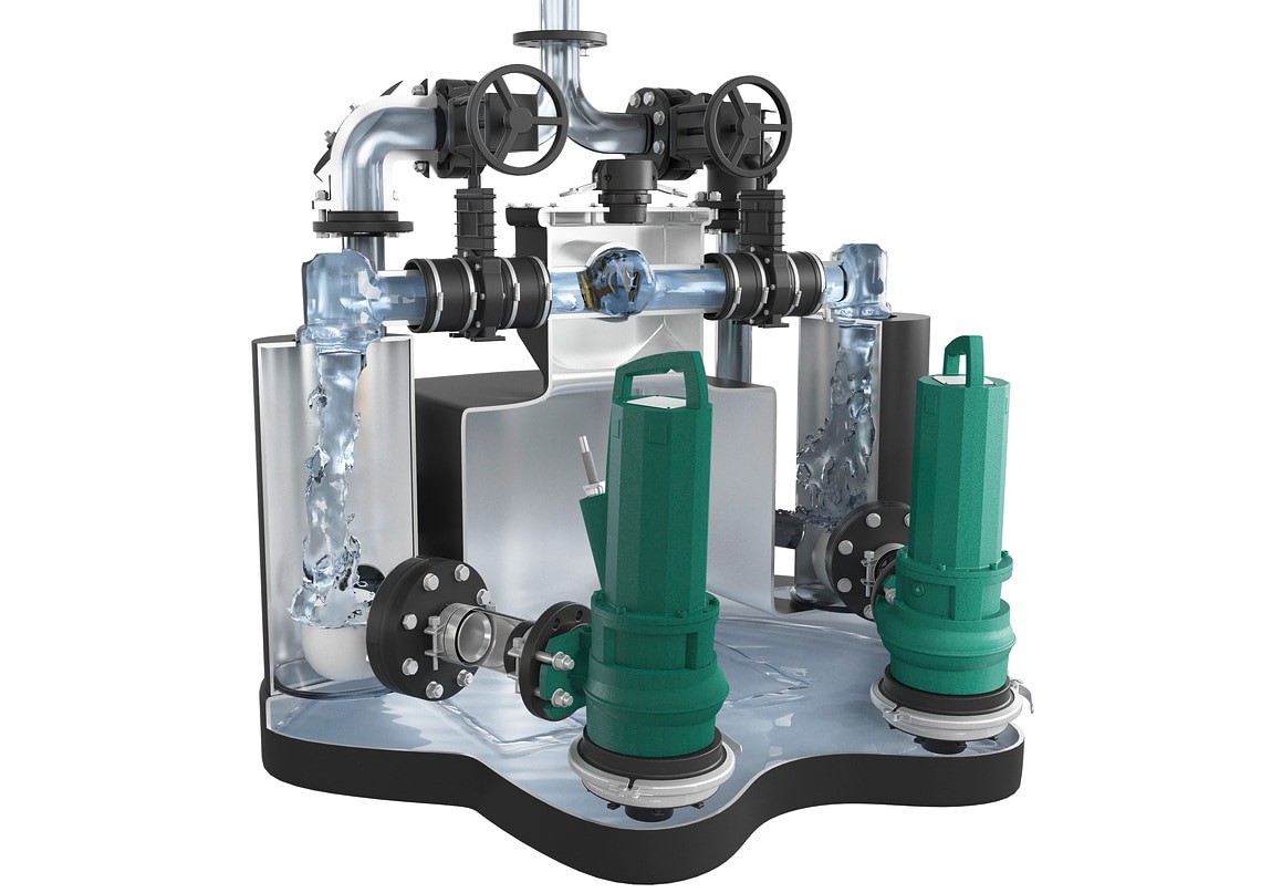 Wilo-EMUport CORE solids separation - fluids flows into the distributer box