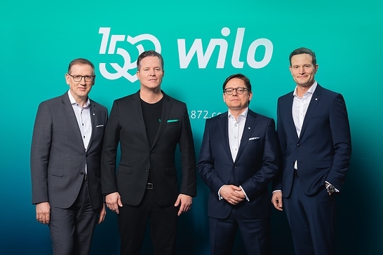 Vorstand der Wilo Gruppe: Georg Weber (CTO), Oliver Hermes (Vorstandsvorsitzender und CEO), Mathias Weyers (CFO) und Dr. Patrick Niehr (CCO)