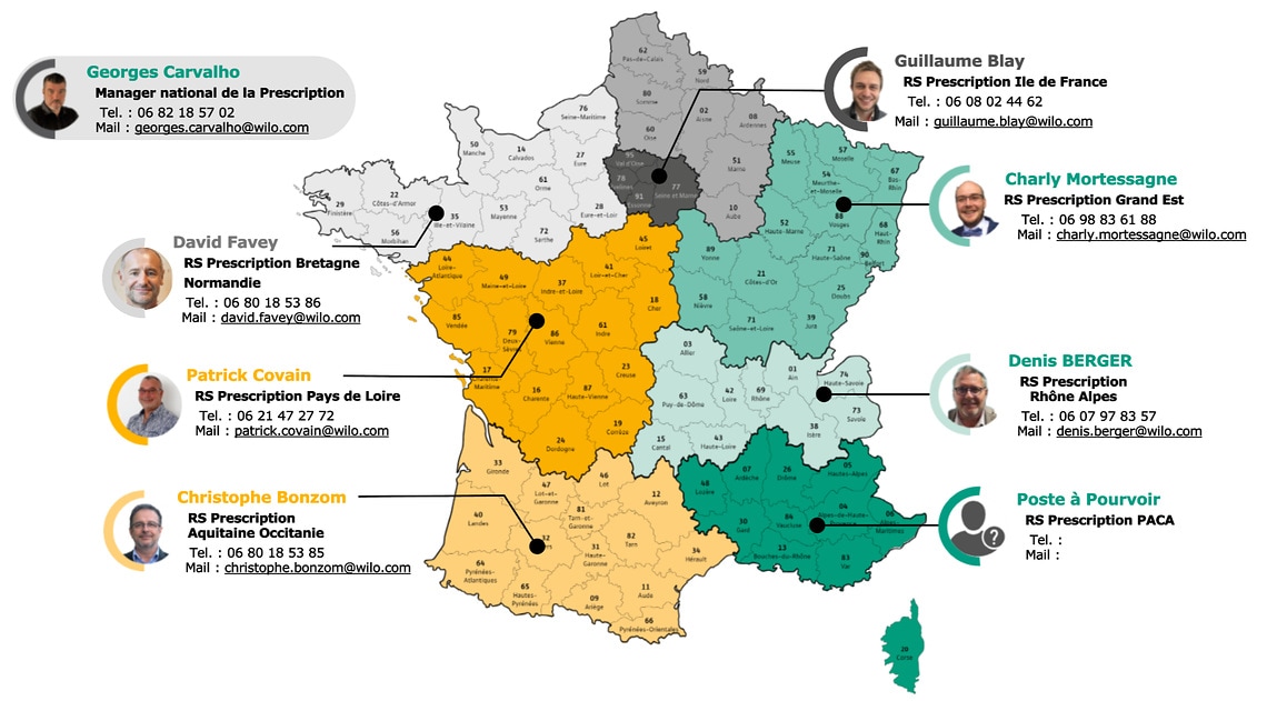 Carte secteurs prescription Wilo France