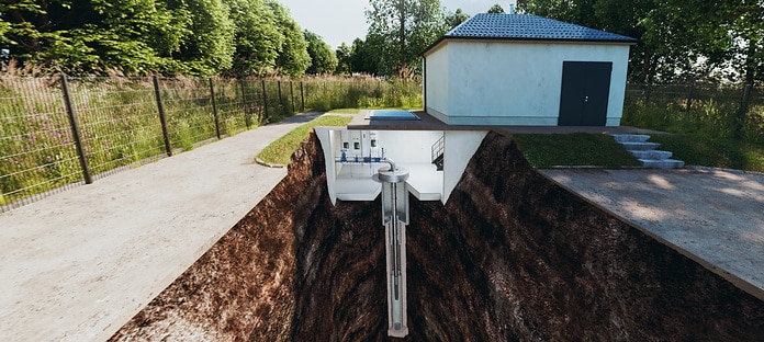 Schnittbild Tiefbrunnenstation