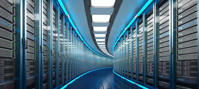 Modern datacenter. Cloud computing. 3d rendering