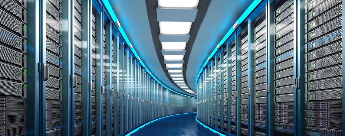 Modern datacenter. Cloud computing. 3d rendering