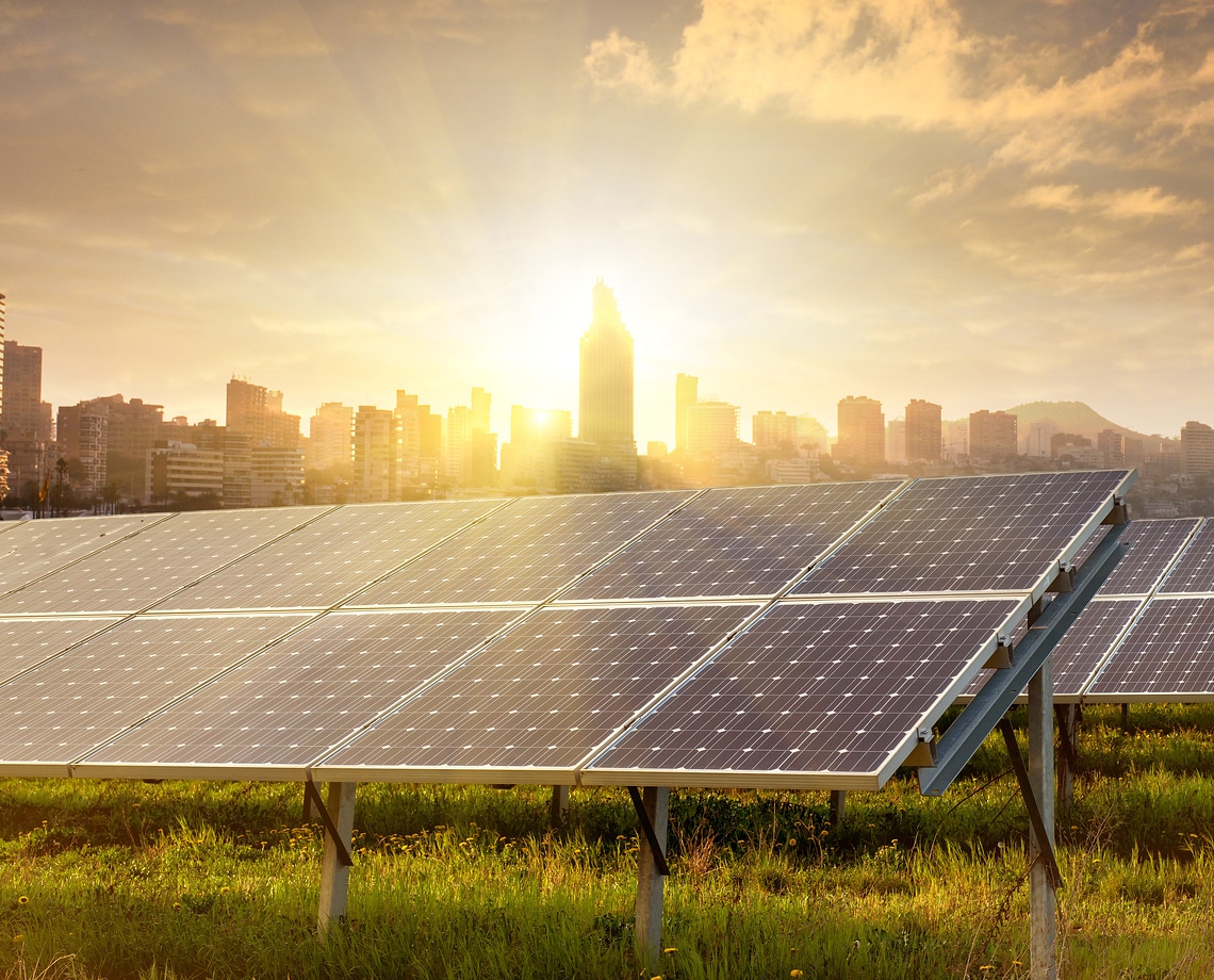 solar panels under blue sky