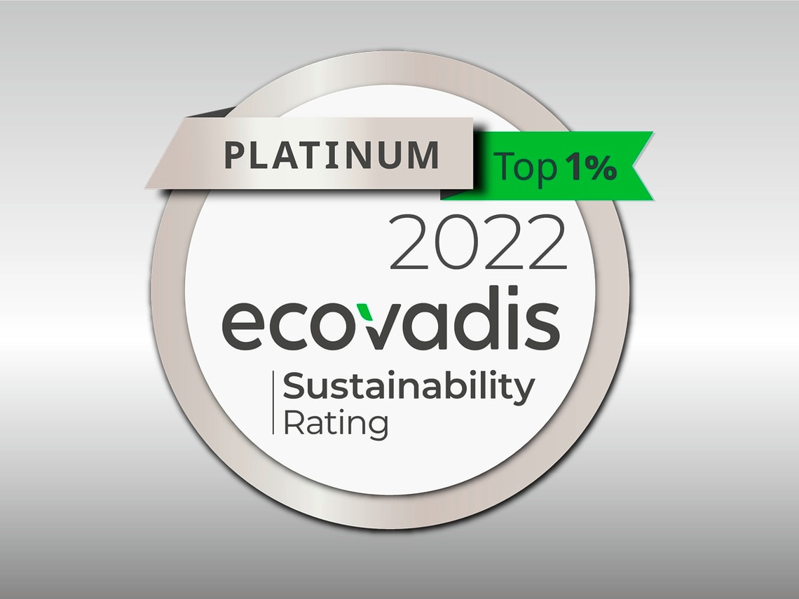 Logo Ecovadis platinum sur fond gris