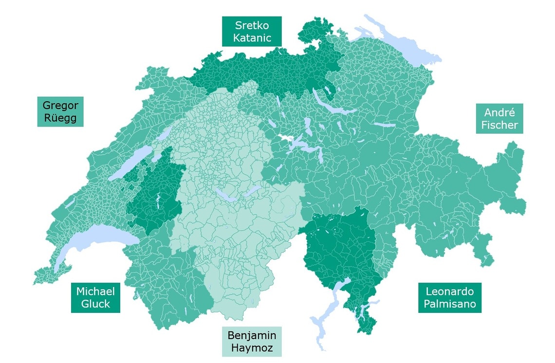 Schweizer Landkarte - Verkaufsgebietsaufteilung Building Services