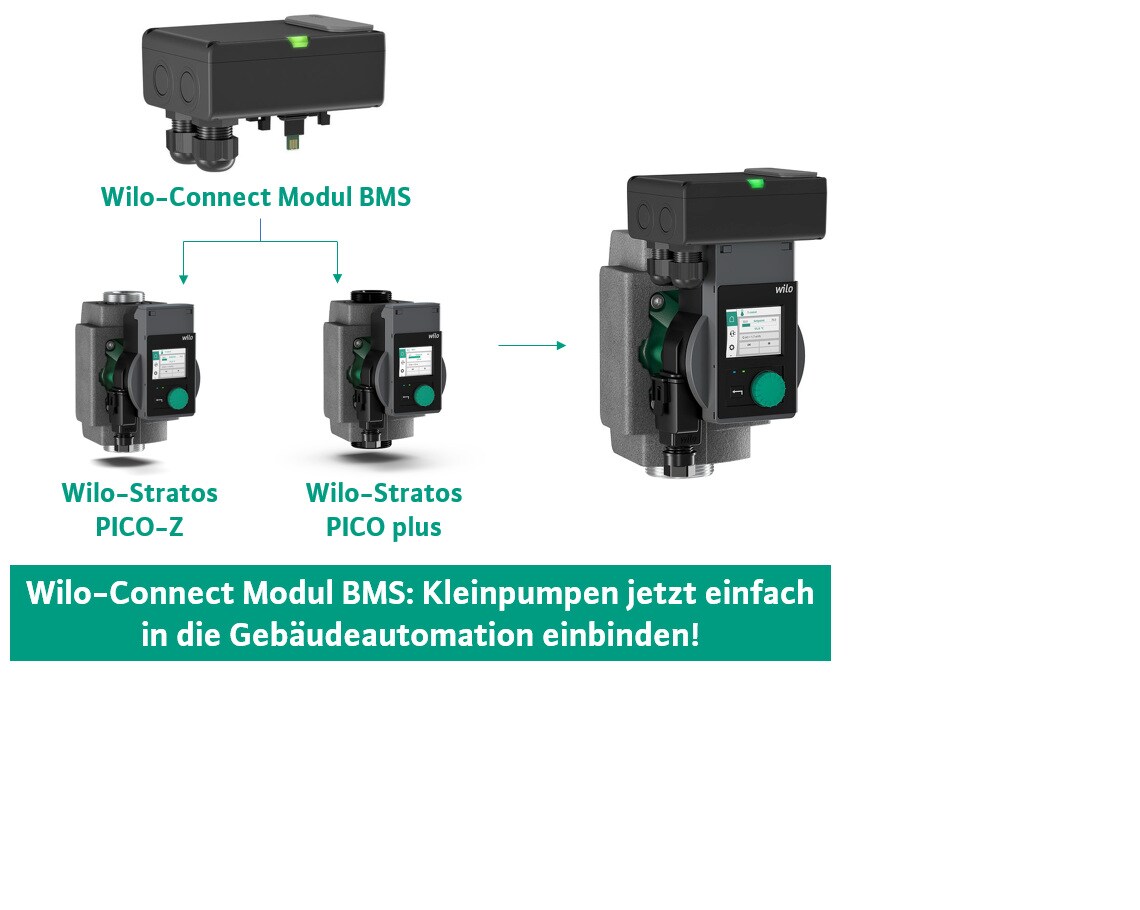 Wilo-Connect module BMS: Kleinpumpen jetzt einfach in die Gebäudeautomation einbinden!