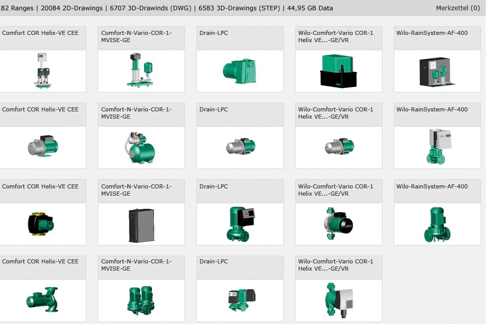 CAD-catalogus Wilo online beschikbaar op wilo.cadprofi.com