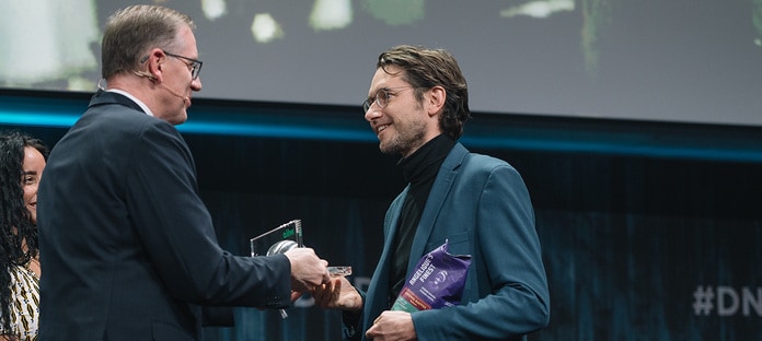 Im Rahmen der DNP-Preisverleihung am 24. November in Düsseldorf übergab Georg Weber (links), Mitglied des Vorstands und CTO der Wilo Gruppe, den Award. Ausgezeichnet wurden gleich zwei Partnerschaften