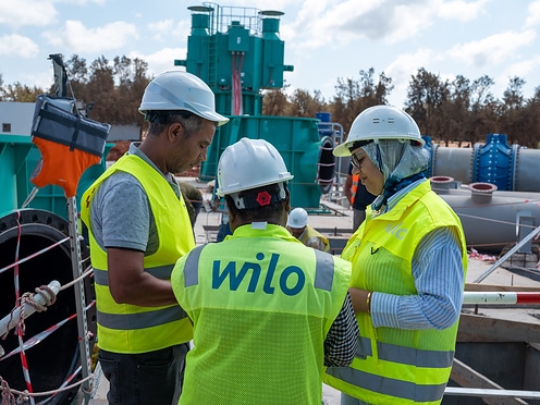 Mitarbeitende im Sebou-Projekt, Wilo-Vertical Turbine Pump