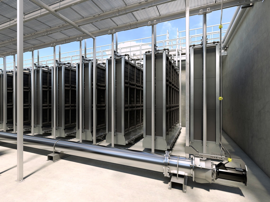 Pulveraktivekohle mit Membranfilter und Rezirkulationspumpe - Innenansicht in die biologische Reinigung mit MBR Filter für die 4. Reinigungsstufe