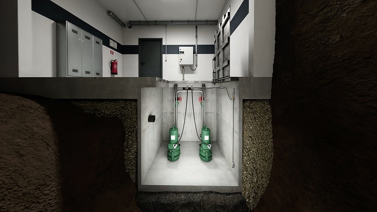 Wilo-Rexa PRO-S04 als Doppelpumpstation - Druckentwässerungpumpstation im Gebirge