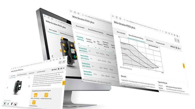 Produktkatalg, alle Produktdaten für Pumpen auf einen Blick: Vorteile, Baureihenbeschreibung, Installation und Produktauswahl