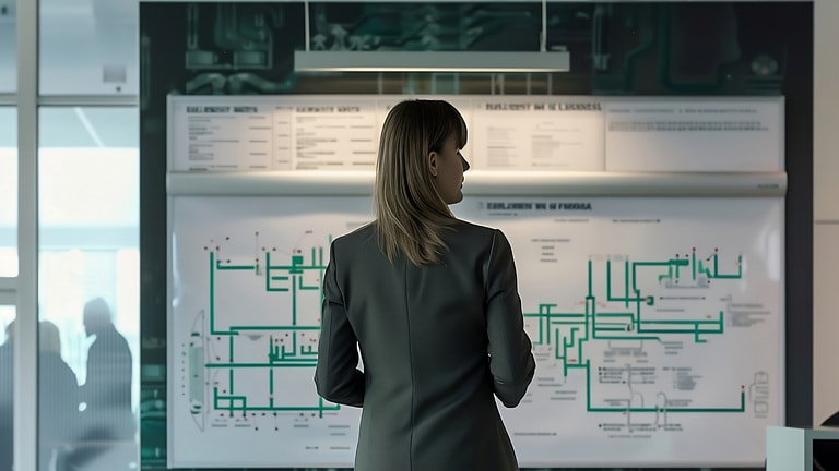 Tervező áll tervasztal előtt, hogy a legjobb épületgépészeti rendszert alkossa meg az energiahatékony és üzembiztosan működő épülethez