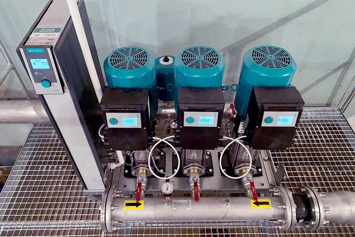 Zestaw pompowy Wilo-Siboost Smart 3 Helix VE w hydroforni Spółdzielni Mieszkaniowej Górczewska w Warszawie