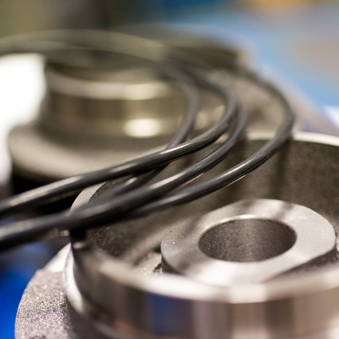 impellers with seals lie on a workbench