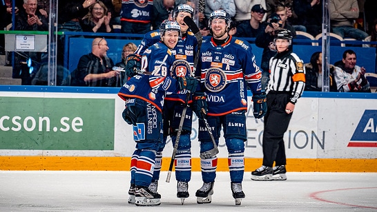 Växjö Lakers celebrating in Wilo jerseys