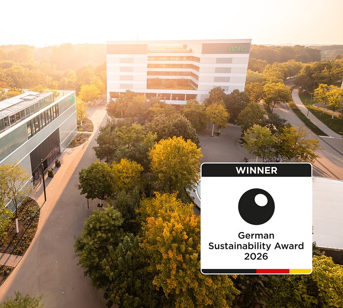 Wilo wins the German Sustainability Award 2026 for the ‘Hydraulics, Pumps and Compressors’ industry. Source: WILO SE