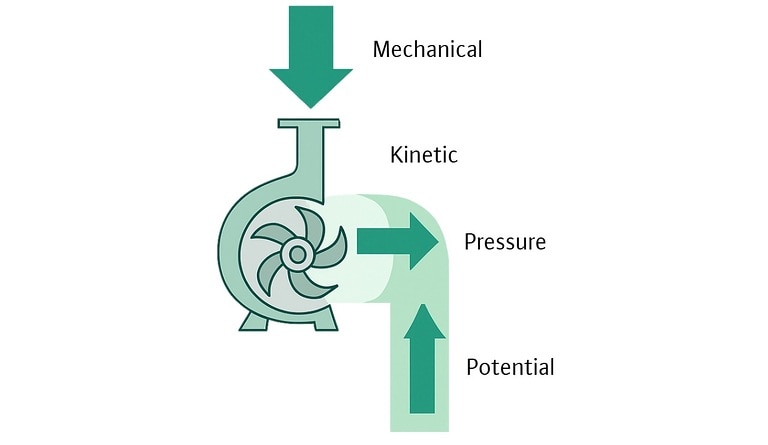 How a Pump Adds Energy to Fluid