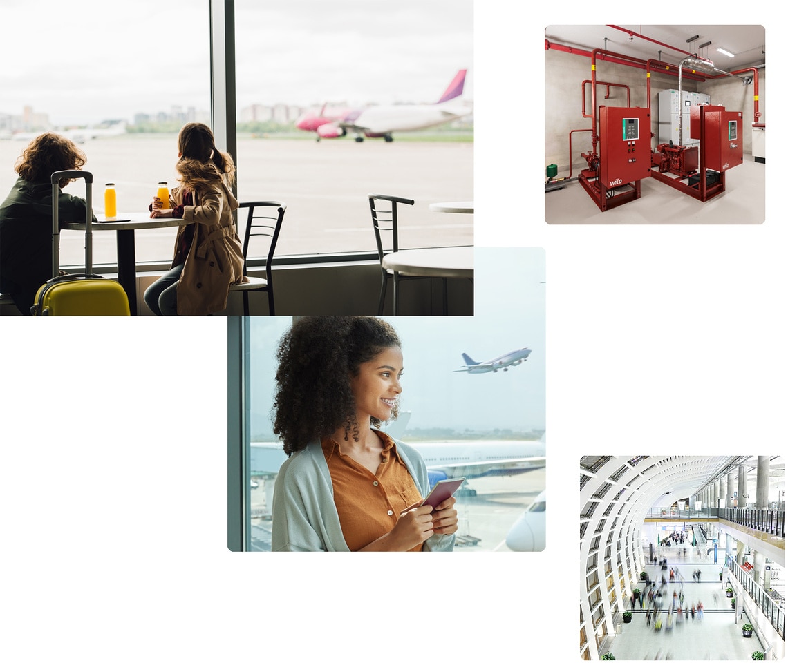 At the airport, Wilo pumps and pump systems ensure that fire protection is reliably guaranteed - at all times and under high loads. At the same time, they ensure wastewater transport and keep the infrastructure running smoothly in the background.
