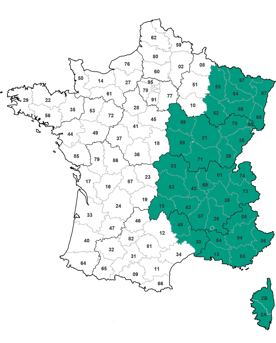 Carte support technique bâtiment région France Est