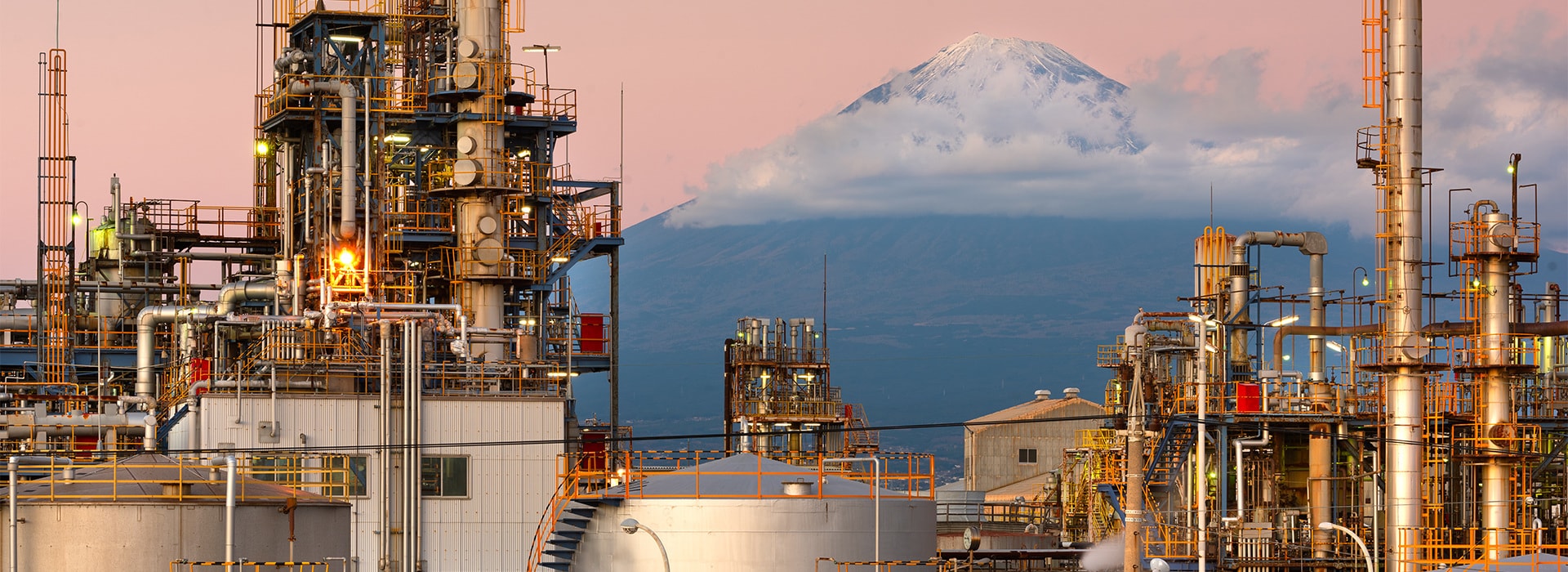 Industry landscape in front of a mountain